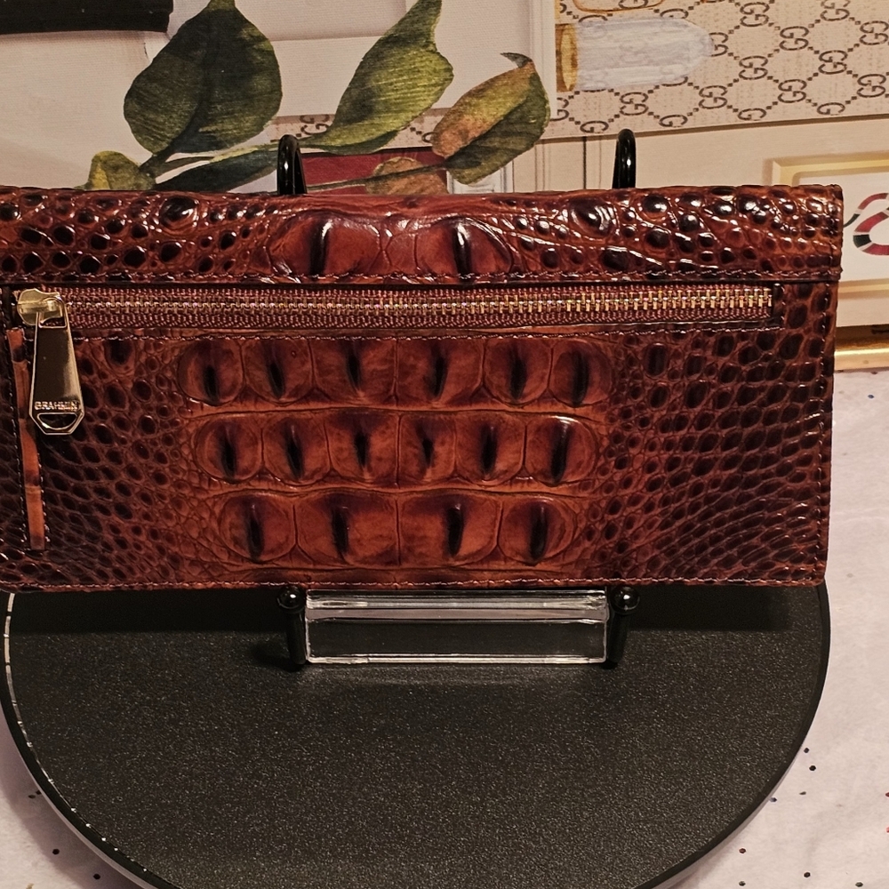 Brahmin Croc Embossed Pecan Melbourne  ADy Bifold Wallet (Nwot) - Picture 5 of 6